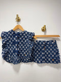 Gingham Denim Skirt Set
