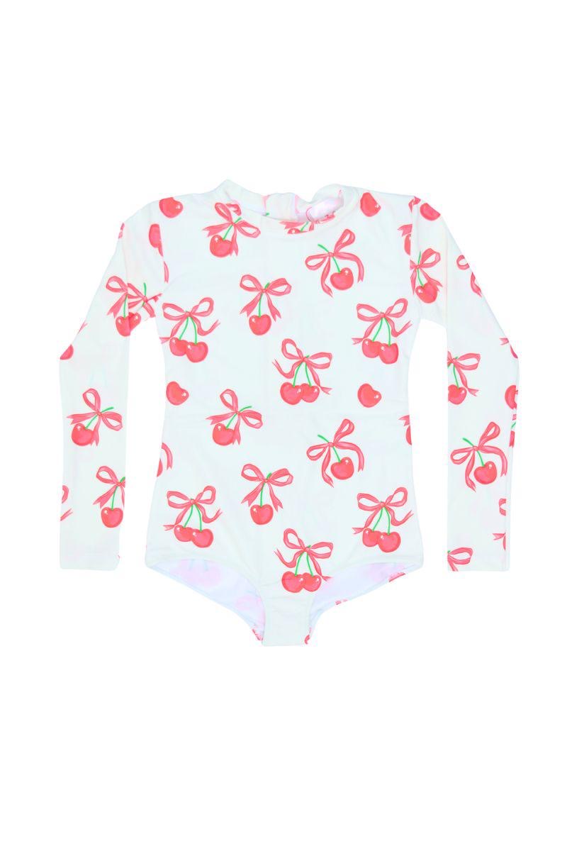 Cherry and Bow Long sleeve Swim