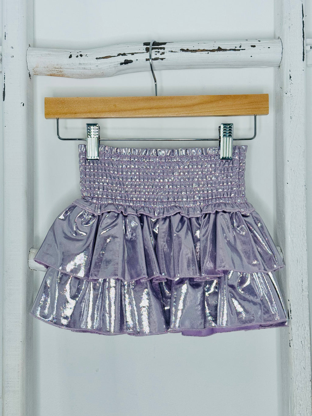 Lilac Metallic Ruffle Skirt