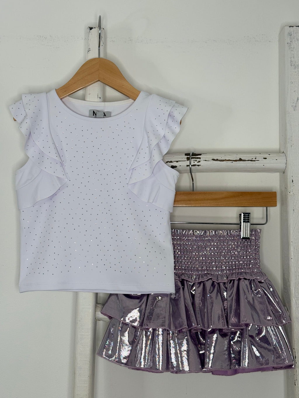 Lilac Metallic Ruffle Skirt