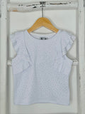 White Rhinestone Ruffle Top
