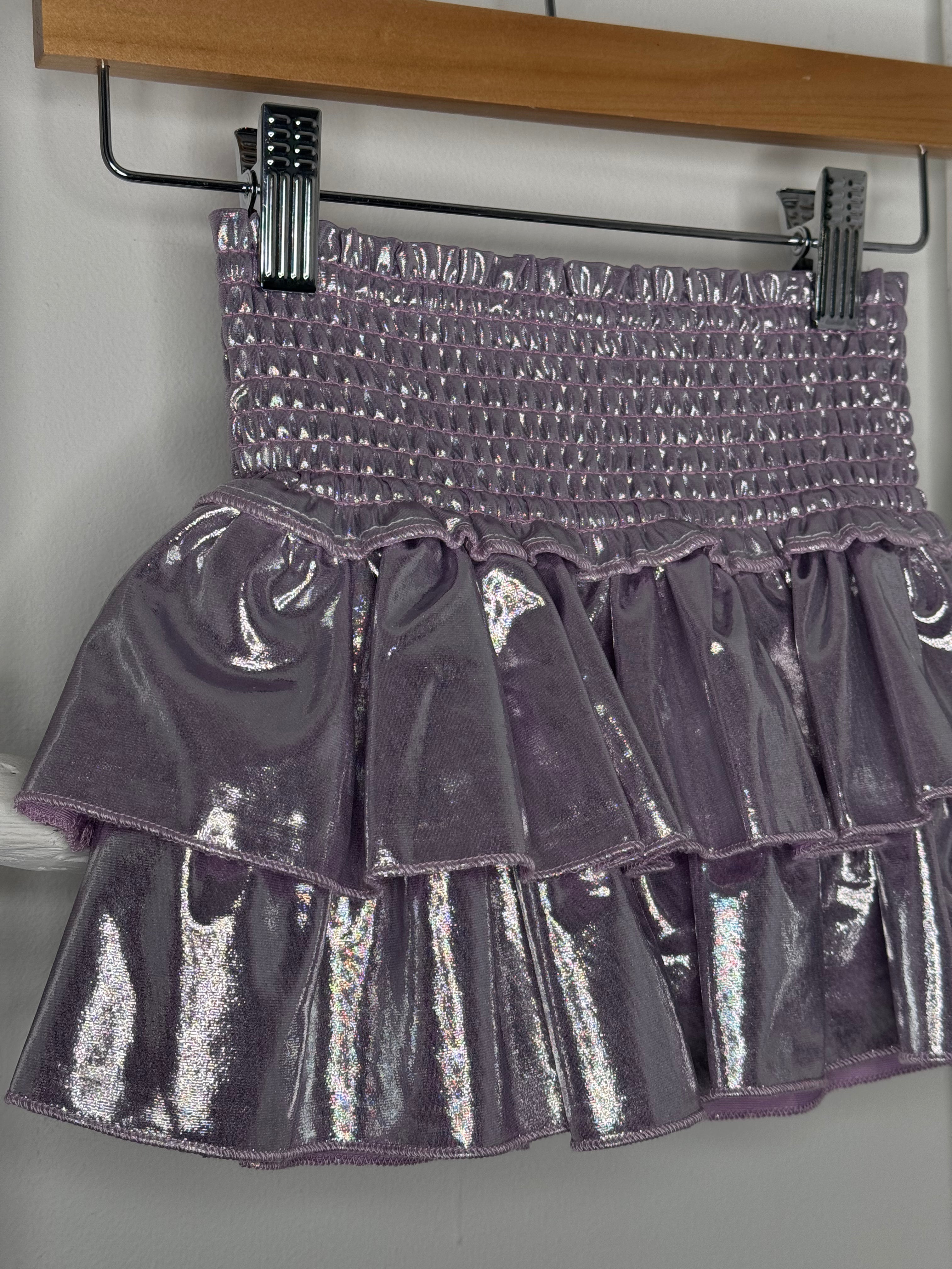 Lilac Metallic Ruffle Skirt